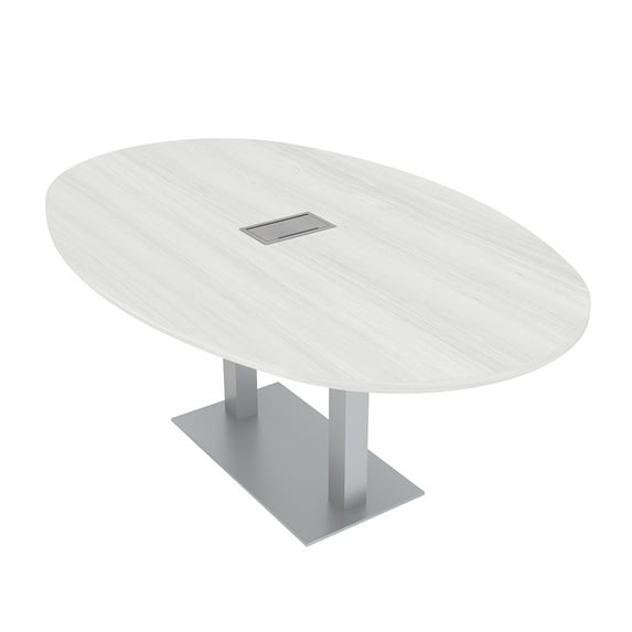 6X4 Conference Table With Metal Base Boat Oval Shape Data And Electric