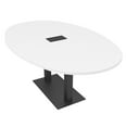 thumbnail image 1 of 6X4 Conference Table With Metal Base Boat Oval Shape Data And Electric, 1 of 7