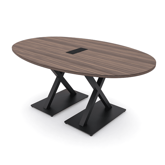 6X4 Conference Table With X Base Boat Oval Shape Data And Electric
