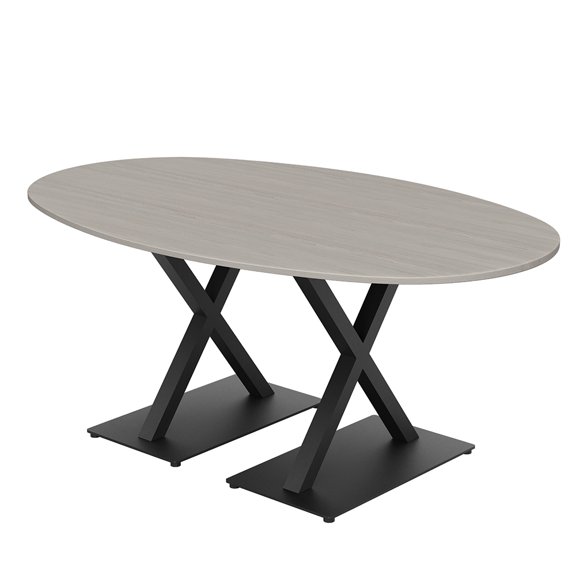 6X4 Conference Table With X Base Boat Oval Shape Data And Electric