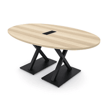 6X4 Conference Table With X Base Boat Oval Shape Data And Electric
