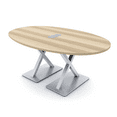 thumbnail image 1 of 6X4 Conference Table With X Base Boat Oval Shape Data And Electric, 1 of 7