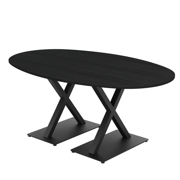 6X4 Conference Table With X Base Boat Oval Shape Data And Electric