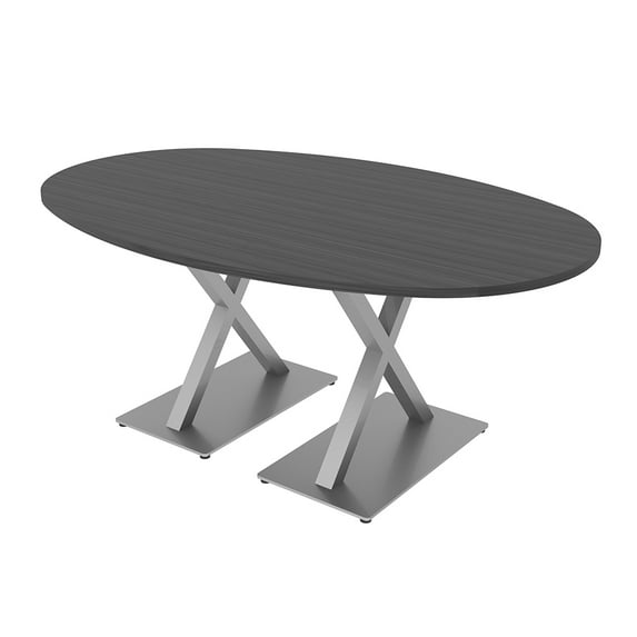6X4 Conference Table With X Base Boat Oval Shape Data And Electric