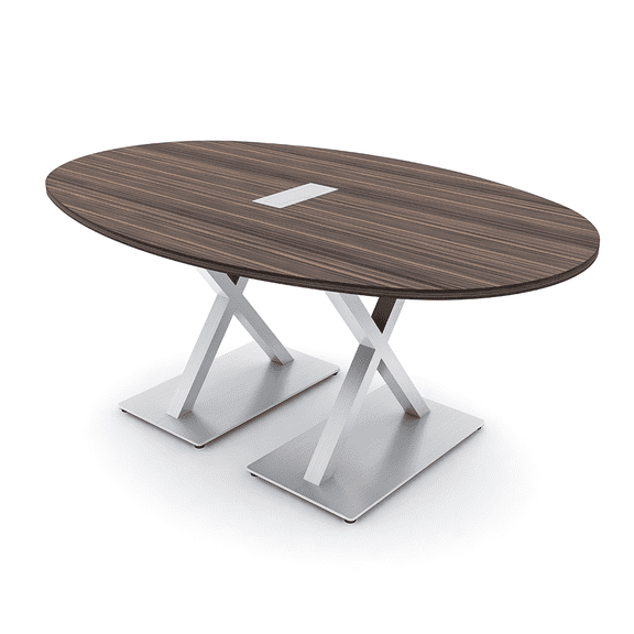 6X4 Conference Table With X Base Boat Oval Shape Data And Electric
