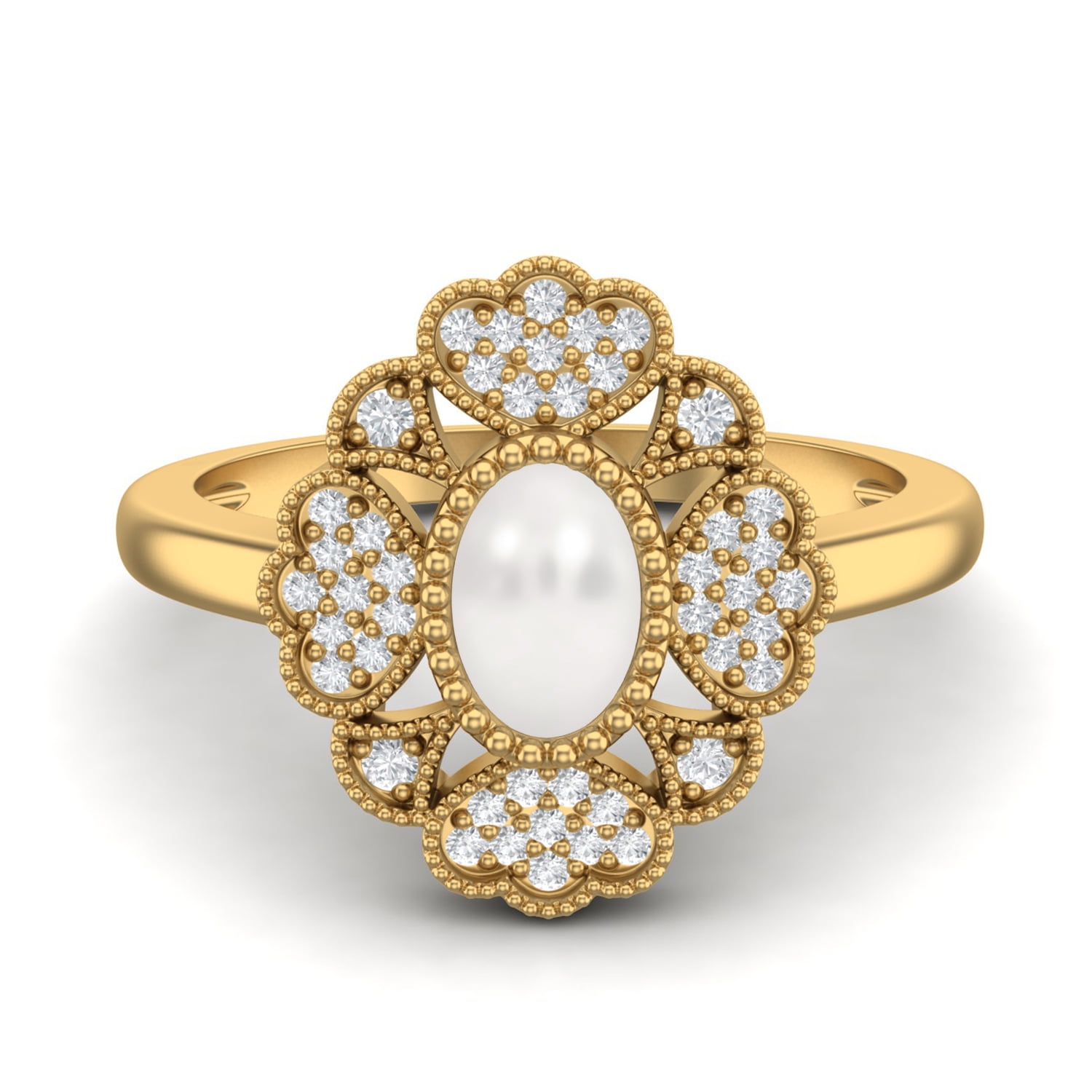 6X4 MM Oval Pearl Dainty Designer Flower Engagement Wedding 925