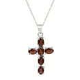 thumbnail image 1 of 6X4 MM Oval Shape Garnet Gemstone 925 Sterling Silver Cross Mother's Day Gift Pendant, 1 of 5