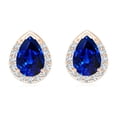 thumbnail image 1 of 6X4 MM Pear Blue Cz 925 Sterling Silver Rose Plated Women Solitaire Stud Earring, 1 of 2