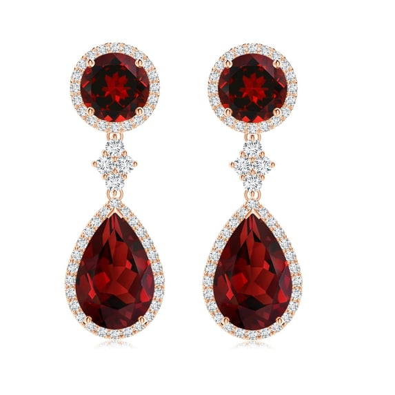 6X4 MM Pear Garnet Statement Dangle Anniversary Earring 925 Sterling Silver Rose Plated