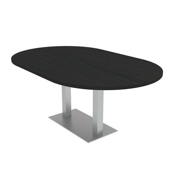 6X4 Racetrack Conference Table Metal Base Electric Unit Harmony Series