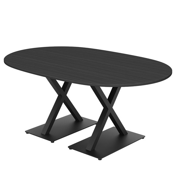 6X4 Racetrack Shaped Conference Room Table X Bases And Electric Unit