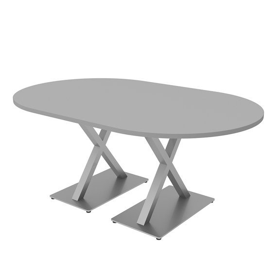 6X4 Racetrack Shaped Conference Room Table X Bases And Electric Unit
