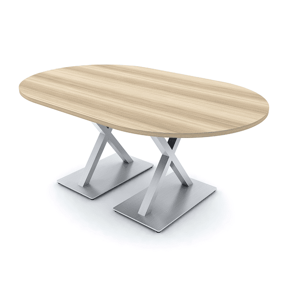 6X4 Racetrack Shaped Conference Room Table X Bases And Electric Unit