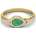 thumbnail image 1 of 6X4 mm Pear Emerald 925 Sterling Silver Gold Vermeil Women Halo Solitaire Valentines Day Gifts Ring, 1 of 3