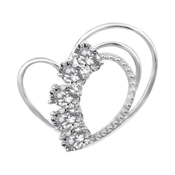 6X4MM Oval Five Stone White CZ 925 Sterling Silver Women Love Pendant