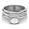 thumbnail image 1 of 6X4MM Oval Shape Natural Pearl Gemstone Wide 925 Sterling Silver Bridesmaid Multi Strand Band Statement Valentines Day Gifts Ring for Women, 1 of 3