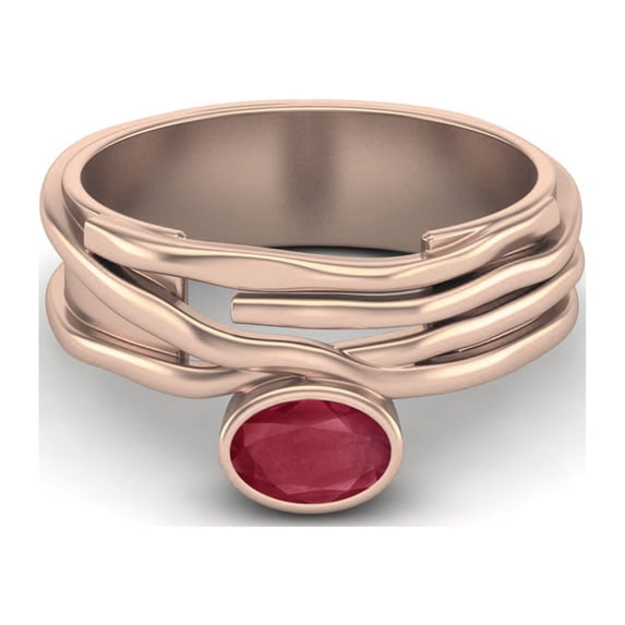 6X4MM Oval Shape Ruby Glass Filled Wide 925 Sterling Silver Rose Vermeil Bridesmaid Valentines Day Gifts Ring