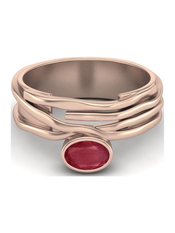 6X4MM Oval Shape Ruby Glass Filled Wide 925 Sterling Silver Rose Vermeil Bridesmaid Valentines Day Gifts Ring