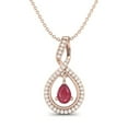 thumbnail image 1 of 6X4MM Pear Ruby Glass Filled 925 Sterling Silver Rose Vermeil Teardrop Women Mother's Day Gift Pendant, 1 of 3