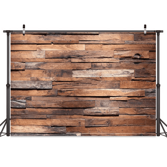 6X4ft Rustic Brown Wood Board Photo Backdrop, Farmhouse Country Retro Style Background Photography Party Wall Decoration Backdrop Wall for Studio Props