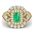 thumbnail image 1 of 6X4mm Cushion Shape Emerald 925 Silver Yellow Plated Cocktail Women Valentines Day Gifts Ring, 1 of 4
