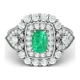 thumbnail image 1 of 6X4mm Cushion Shape Natural Emerald 925 Sterling Silver Cocktail Women Valentines Day Gifts Ring, 1 of 4