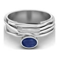 thumbnail image 1 of 6X4mm Oval Blue Sapphire 925 Sterling Silver Multi Strand Band Mother's Day Gift Ring, 1 of 1