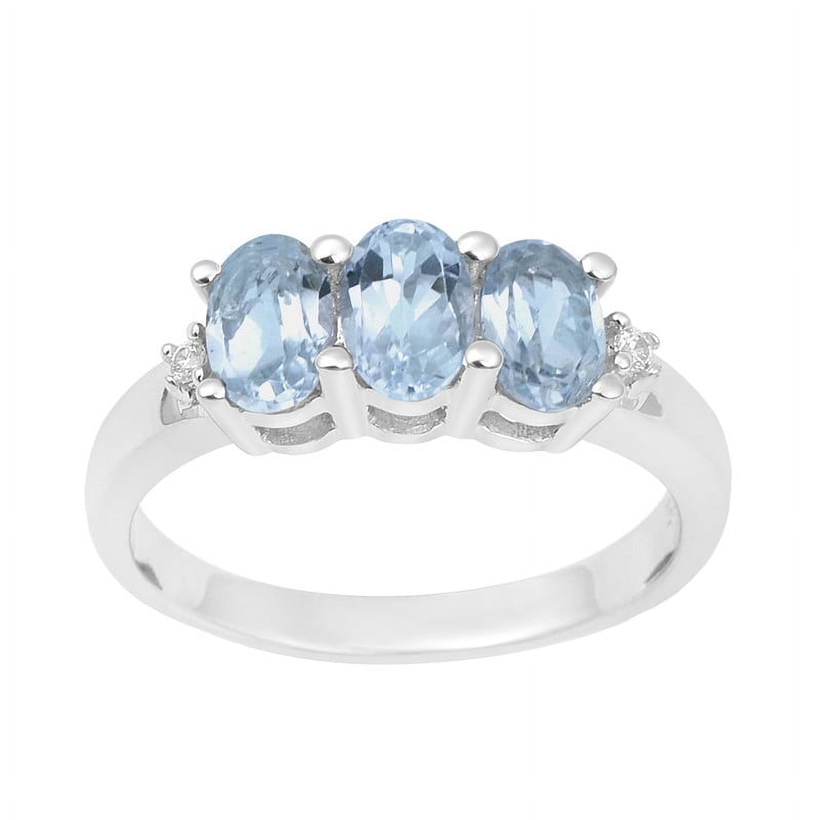 6X4mm Oval Shape Blue Topaz Gemstone 925 Sterling Silver Three Stone ...