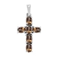 thumbnail image 1 of 6X4mm Oval Smoky Quartz 925 Sterling Silver Women Religious Cross Pendant Jewelry, 1 of 5
