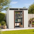 thumbnail image 1 of CarButler 6x5ft Metal Outdoor Storage Shed with Transparent Plate and Lockable Sliding Doors for Garden Backyard Patio White, 1 of 8