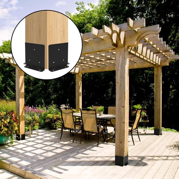 6X6 Post Anchor Base 4 Set, Adjustable Post Base for 6x6,8x8 Post, Heavy Duty Reinforced Post Support Bracket for Pergola Railing Mailbox Deck