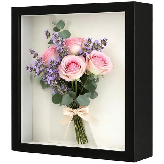 6X6 Shadow Box Frame, Small Memory Shadow Box Display Case with Real Clear Glass Deep 3D Picture Frame for Flowers Photos Keepsakes Memorabilia Crafts Wedding Memories Items-Matte