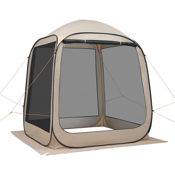 6X6-foot beige pop-up shade tent for 4-6 people with carry case and stake