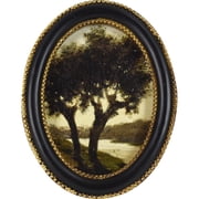 Home Decor Collection 6x8 Gold Ornate Tree Oval Framed Wall Art, Vintage Landscape Canvas Artwork with Black and Gold Resin Frame, Rustic Nature Decor, Tabletop