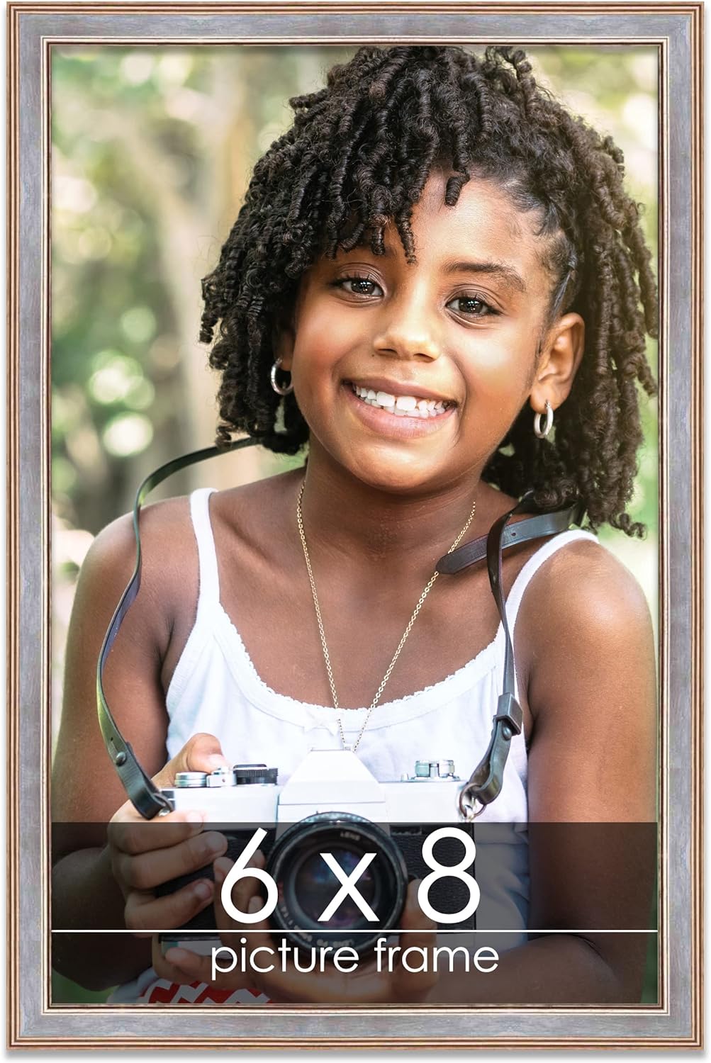 6X8 Frame Antique Pewter Silver Finish Solid Wood Picture Frame With UV