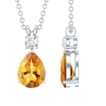 thumbnail image 1 of Rosec Jewels Natural Citrine Teardrop Pendant Necklace (1 Carat, AAA Grade) - Citrine Diamond Necklace with Jewelry Box, 18K White Gold, 1 of 8