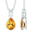 thumbnail image 1 of Rosec Jewels 6X8 MM Citrine and Moissanite Two Stone Drop Pendant for Women, 925 Sterling Silver, 1 of 8