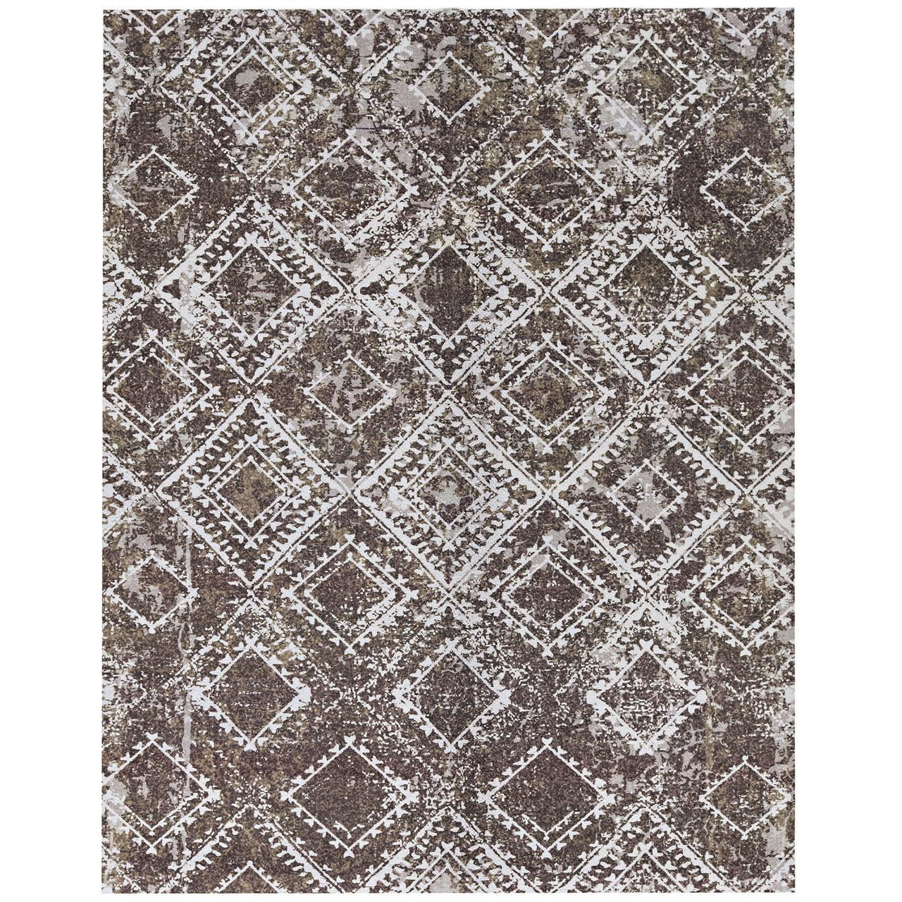 Taupe & White Distressed Lightweight Outdoor Rug 6'x8'