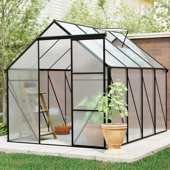 6X8ft Polycarbonate Greenhouse for Outdoor Backyard Black