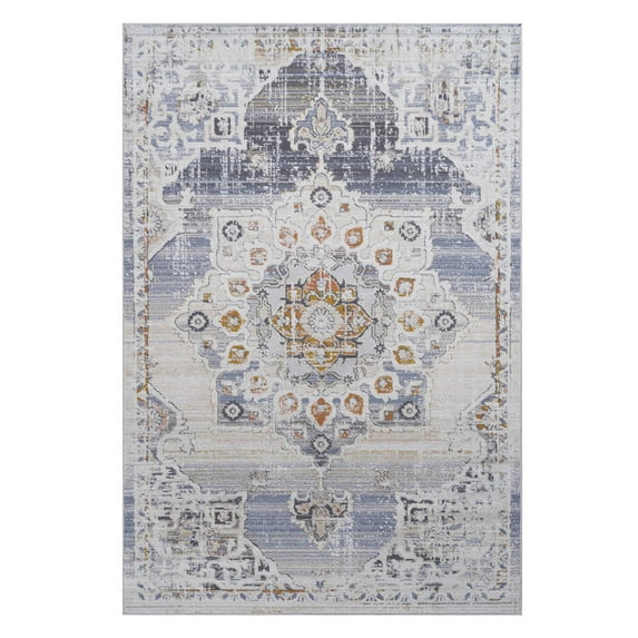 6X9 Cream/Gold /Medallion Non-Shedding Living Room Bedroom Dining Home Office Stylish and Stain Resistant Area Rug