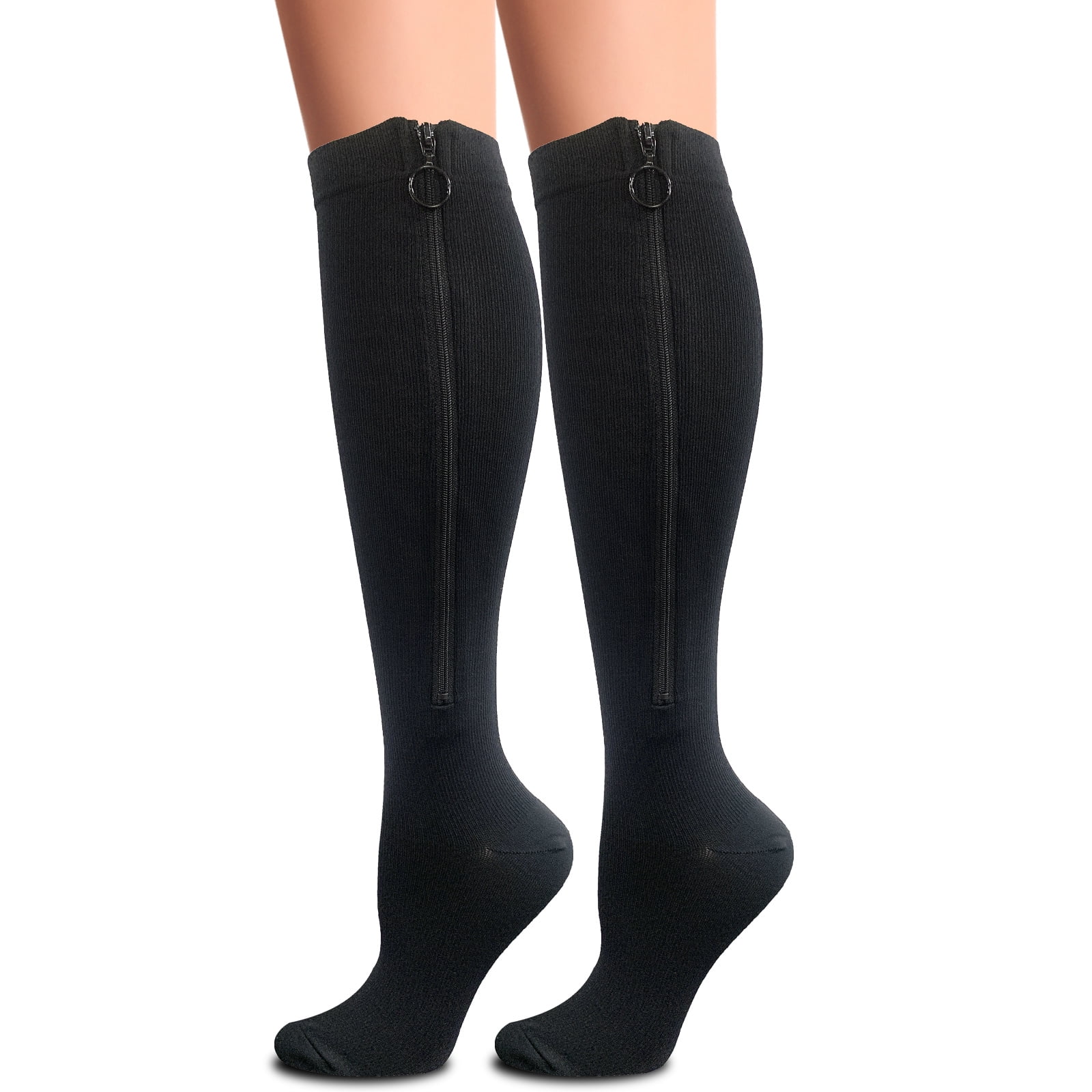 6xl1 Pack Big And Tall Zipper Compression Socks For Women Men 20 30mmhg Closed Toe Knee High 1776