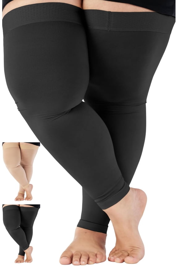 6XL Compression Footless Stockings for Women and Men 20-30mmHg - Black, 6X-Large