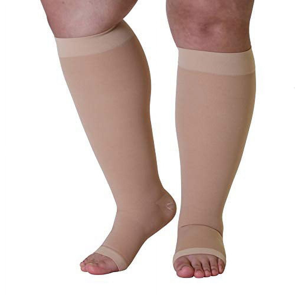 6XL Mojo Opaque Compression Socks Extra X-Wide Calf 20-30mmHg Knee-Hi  Bariatric Plus Size Support Stockings, Open Toe