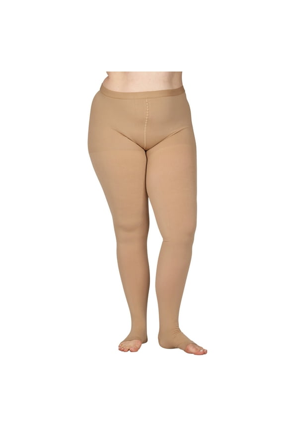 6XL Plus Size Support Tights 20-30mmHg for Saphenous Vein - Beige, 6X-Large
