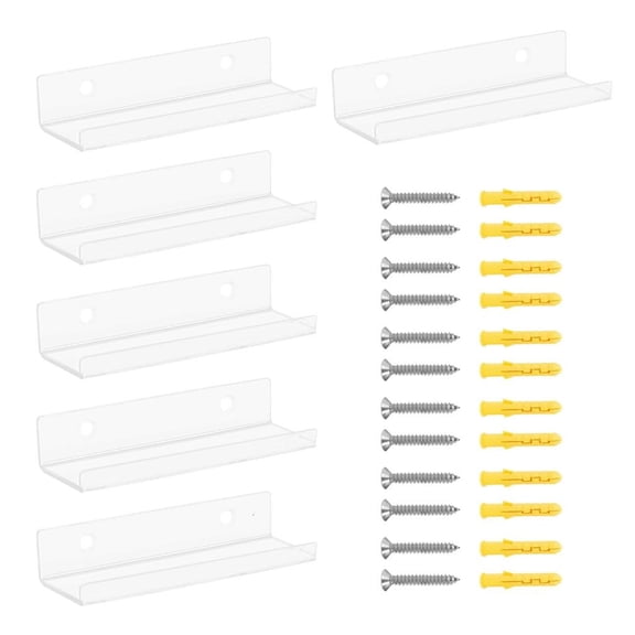 6Piece Acrylic Wall Hangings Shelf for Records Display Racks Record Display Stand Easy Install Floating Shelf