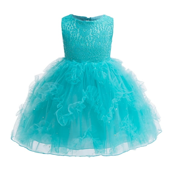 6Y Little Girls Dress Little Girls Princess Dress Solid Color Lace Party Dress 7Y Girls Sleeveless Tulle Dress Blue