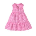 thumbnail image 1 of 6Y Little Girls Dress Little Girls Summer Sleeveless Dress 6Y Girls Plaid Dress Pink, 1 of 6