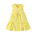 thumbnail image 1 of 6Y Little Girls Dress Little Girls Summer Sleeveless Dress 6Y Girls Plaid Dress Yellow, 1 of 6