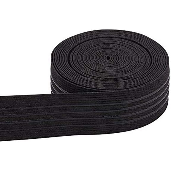 6Yards 37mm Wide Non-Slip Elastic Band Straight Silicone Elastic Gripper Band Flat Waistband for Garment Sewing Project Black