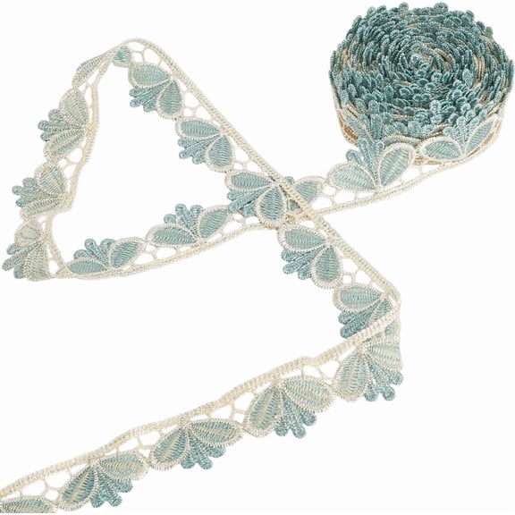 6Yards Polyester Wavy Lace Trim Ribbon Dark Turquoise 1-1/8 inch(30mm) 6yards/set Colorful